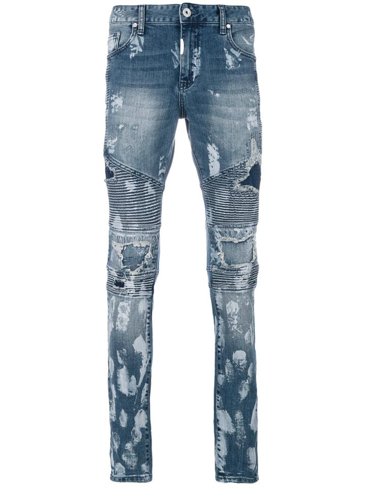 Represent Bleached Distressed Jeans - Blue