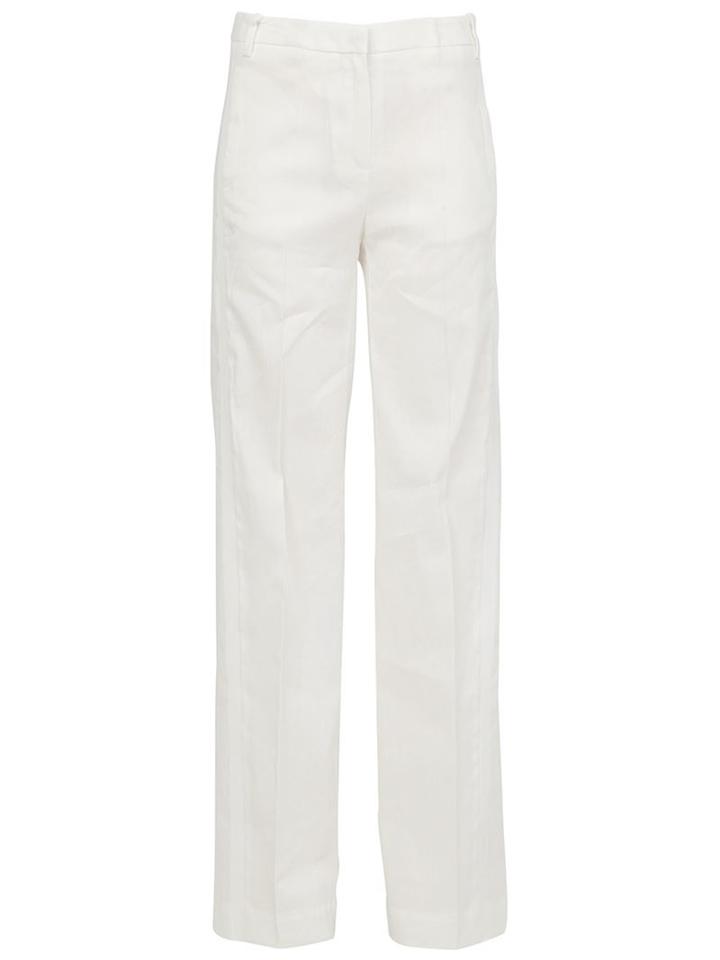 Ilaria Nistri Straight-leg Trousers, Women's, Size: 44, White, Linen/flax/spandex/elastane/cupro