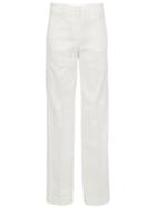 Ilaria Nistri Straight-leg Trousers, Women's, Size: 44, White, Linen/flax/spandex/elastane/cupro