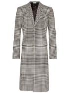 Alexander Mcqueen Single-breasted Houndstooth Coat - Black