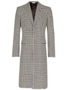 Alexander Mcqueen Single-breasted Houndstooth Coat - Black