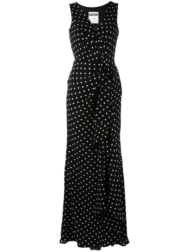 Moschino - Polka-dot Gathered Dress - Women - Silk - 44, Black, Silk