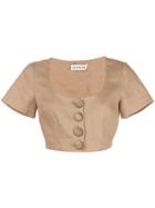 Nicholas Front Button Fastening Cropped Top - Brown