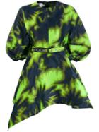Marques'almeida Printed Asymmetric Dress - Green