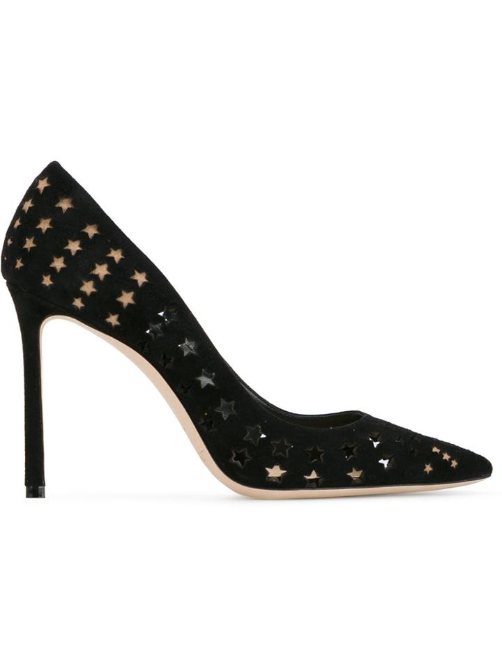 Jimmy Choo Black Suede Star Romy 100 Pumps
