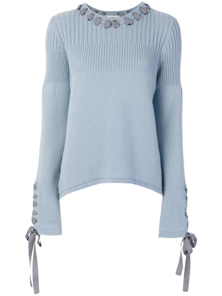 Fendi Lace-up Detailing Jumper - Blue