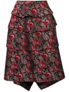 Comme Des Garçons - Floral Jacquard Skirt - Women - Acrylic/polyester/wool - M, Red, Acrylic/polyester/wool