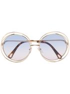 Chloé Eyewear Metallic Gold And Blue Carlina Sunglasses