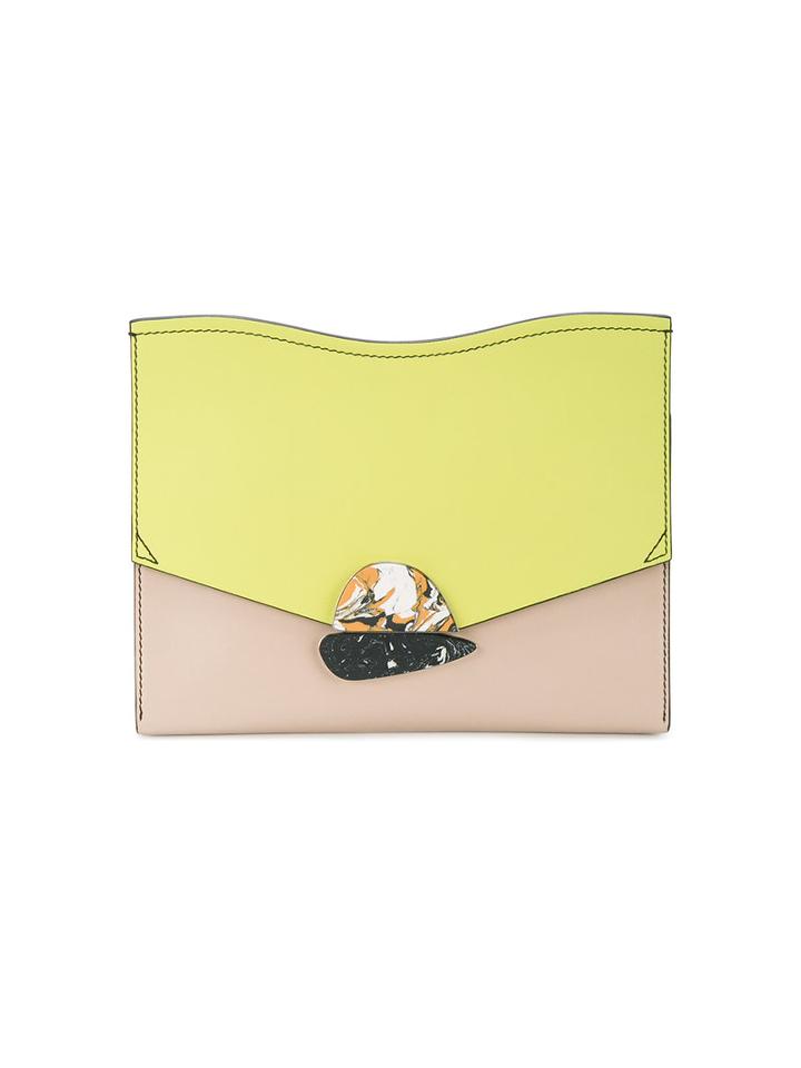 Proenza Schouler Colour Block Clutch, Women's, Yellow/orange, Leather