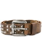 Diesel Distressed Studded Belt - Brown