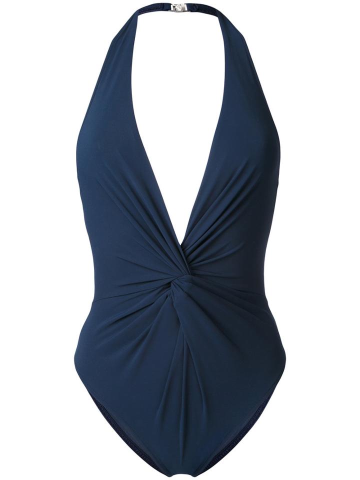 Fleur Of England - Plunge Swimsuit - Women - Polyamide/spandex/elastane - L, Blue, Polyamide/spandex/elastane