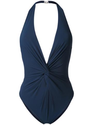 Fleur Of England - Plunge Swimsuit - Women - Polyamide/spandex/elastane - L, Blue, Polyamide/spandex/elastane