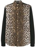 Versace Leopard Print Panel Shirt - Black