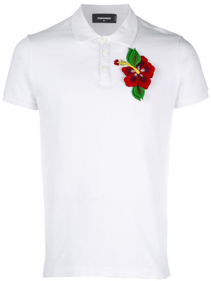 Dsquared2 Floral Embellished Polo Top - White