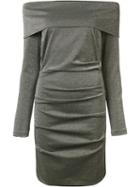 Nicole Miller Metallic (grey) Off-shoulders Dress, Women's, Size: Small, Polyester/rayon/spandex/elastane