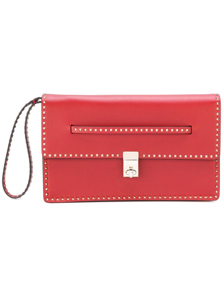Valentino - Valentino Garavani Micro Rockstud Clutch - Women - Leather/brass - One Size, Red, Leather/brass