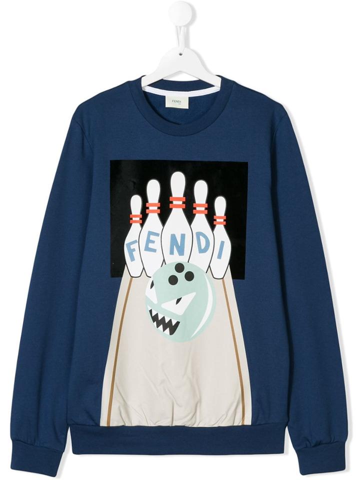 Fendi Kids Teen Monster Bowling Sweatshirt - Blue