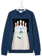 Fendi Kids Teen Monster Bowling Sweatshirt - Blue