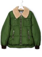 Dsquared2 Kids Shearling Collar Down Coat, Boy's, Size: 16 Yrs, Green