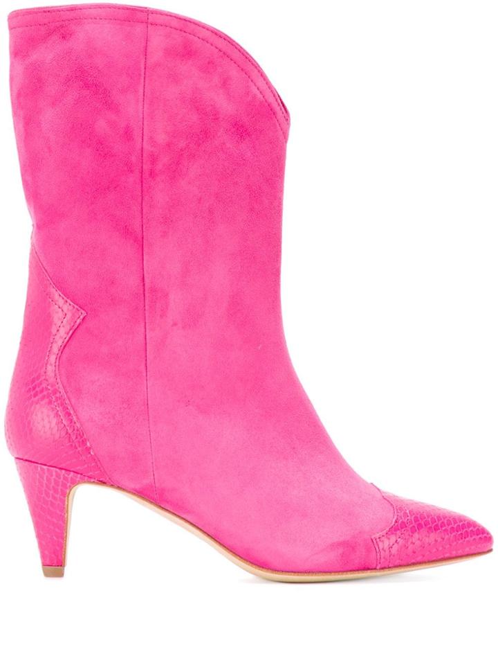The Seller Snake Embossed Detailed Boots - Pink