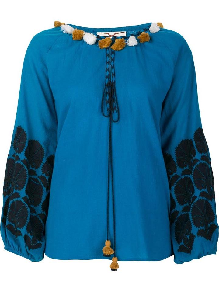 Figue 'coco' Peasant Blouse, Women's, Size: Xs, Blue, Cotton
