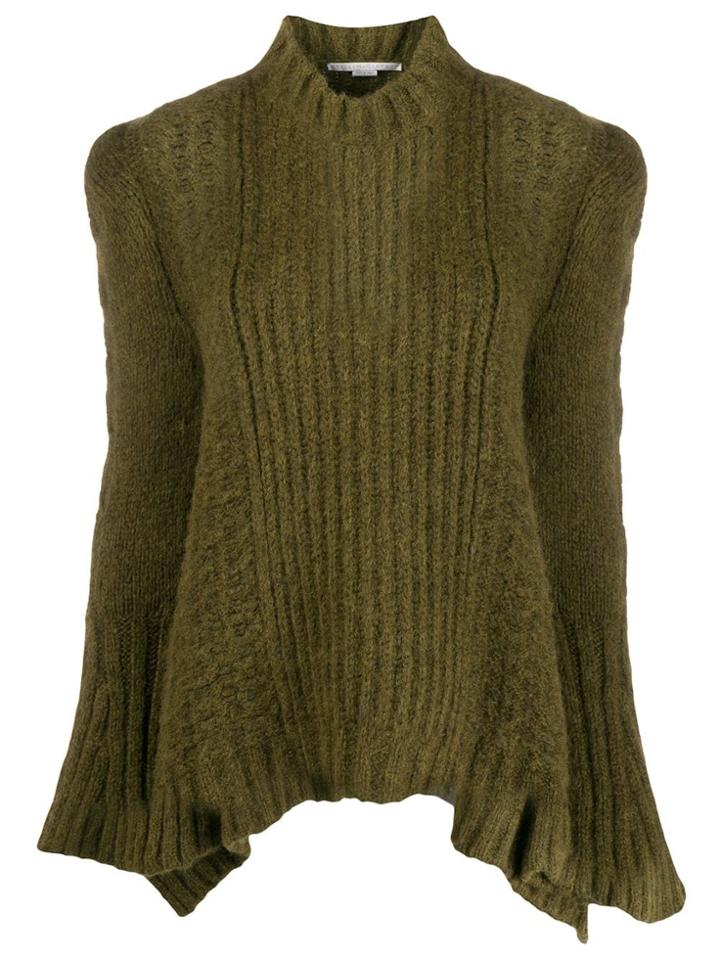 Stella Mccartney Rib-knit Structured-shoulder Sweater - Green