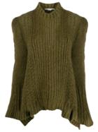 Stella Mccartney Rib-knit Structured-shoulder Sweater - Green