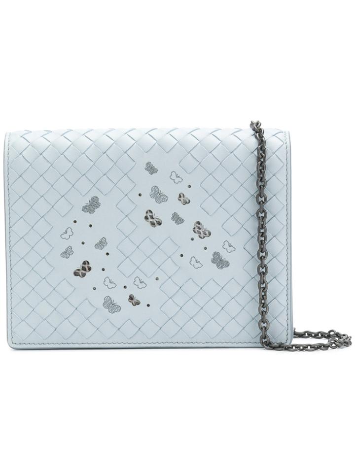 Bottega Veneta Artic Intrecciato Nappa Ayers Chain Wallet - Blue
