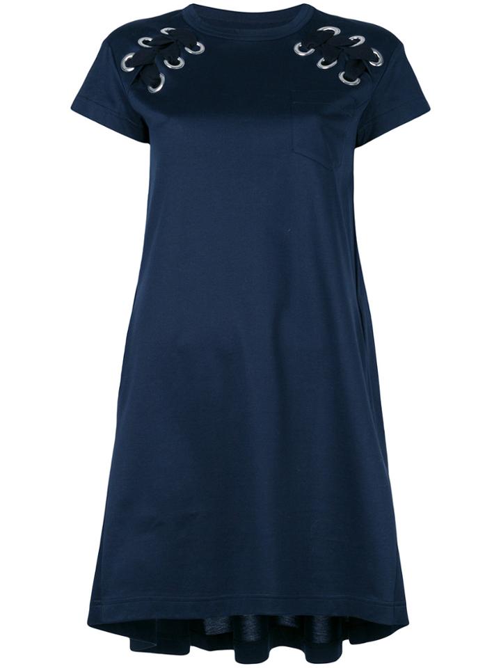 Sacai Laced Shoulder T-shirt Dress - Blue