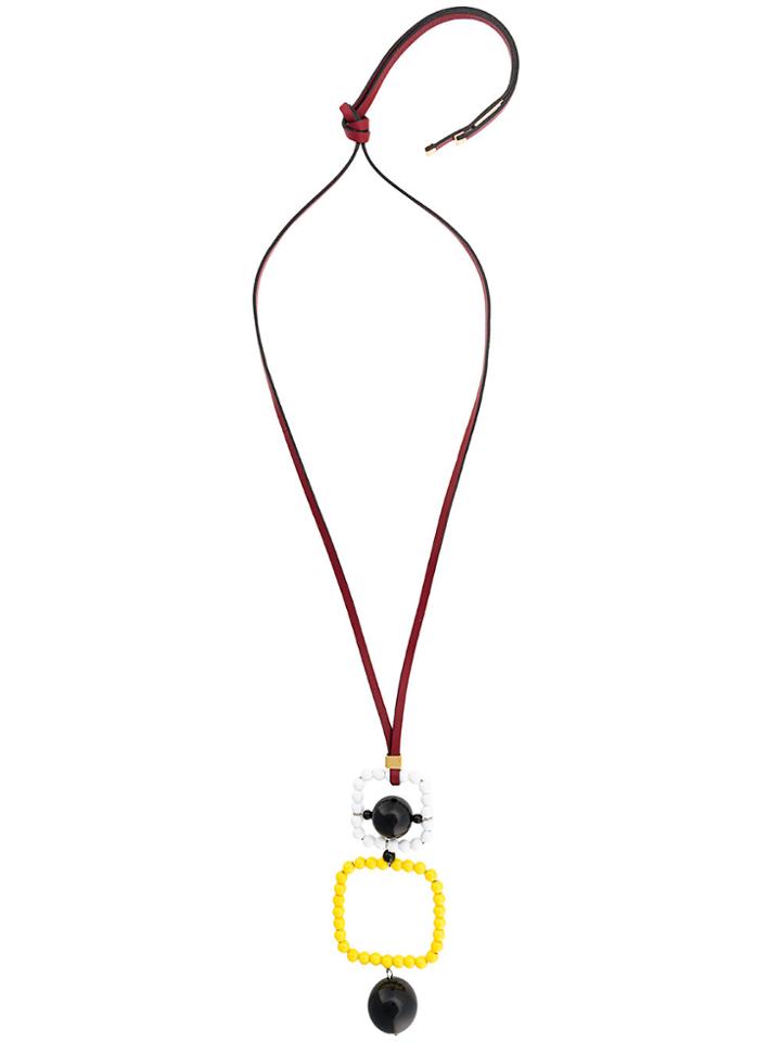 Marni Beaded Pendant Necklace - Red