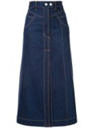 Ellery Traffic Panelled Denim Skirt - Blue