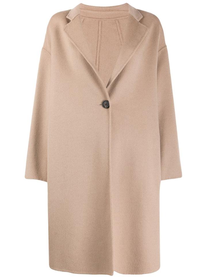 Peserico Oversized Button Up Coat - Brown