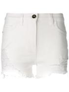 Elisabetta Franchi Denim Distressed Shorts - White