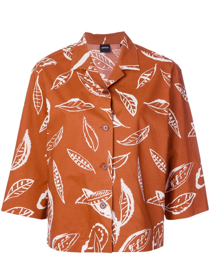 Aspesi Leaf Print Shirt - Yellow & Orange