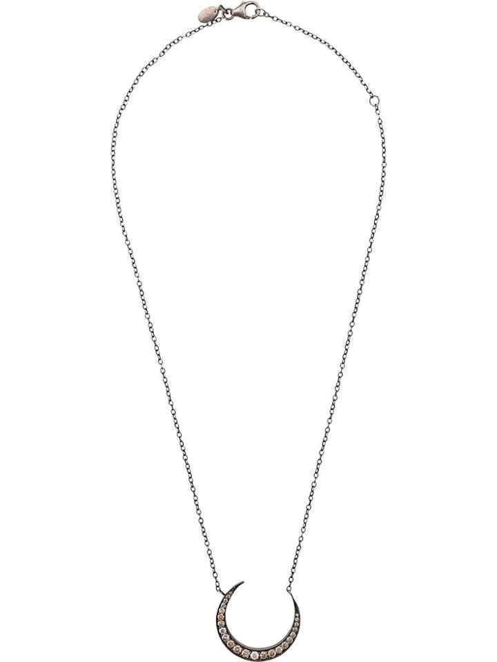 Jemma Sands Crescent Moon Diamond Necklace - Silver