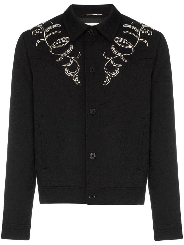 Saint Laurent Teddy Western Style Embroidered Jacquard Print Denim
