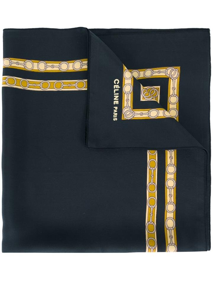 Céline Vintage Chain Print Scarf, Women's, Black