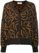 Maison Flaneur Geometric Intarsia Cardigan - Brown