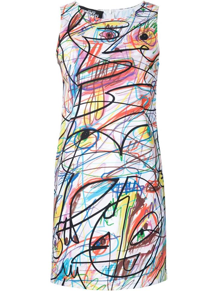 Jeremy Scott Scribble Print Sleeveless Dress