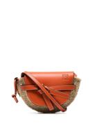 Loewe Orange And Beige Gate Leather And Raffia Mini Shoulder Bag