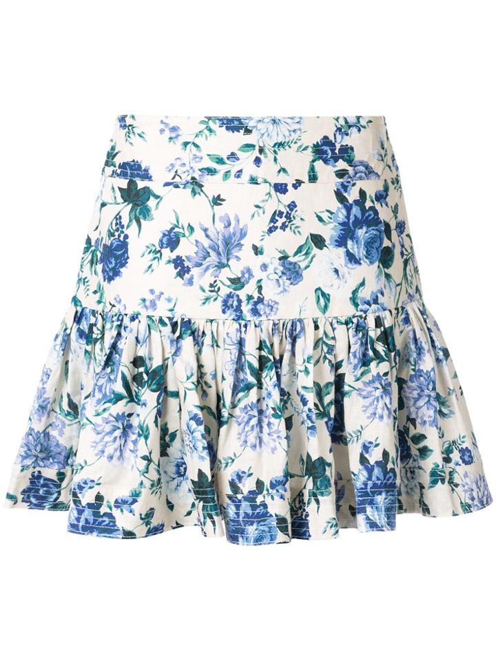 Zimmermann Floral Print A-line Skirt - White