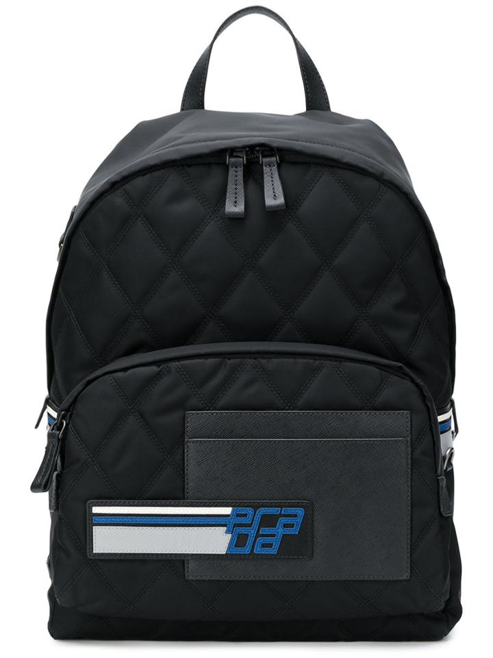 Prada. Quilted Logo Backpack - Black