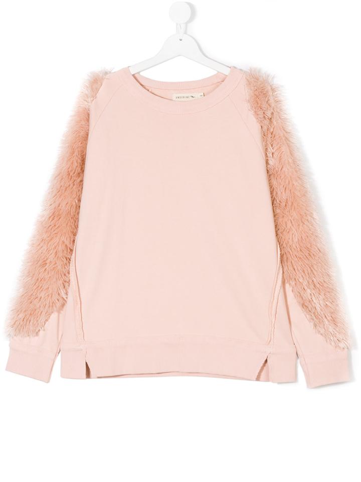 Andorine Fur Sleeved Sweatshirt - Pink & Purple