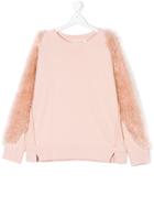 Andorine Fur Sleeved Sweatshirt - Pink & Purple