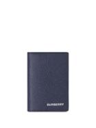 Burberry Grainy Leather Bifold Card Case - Blue