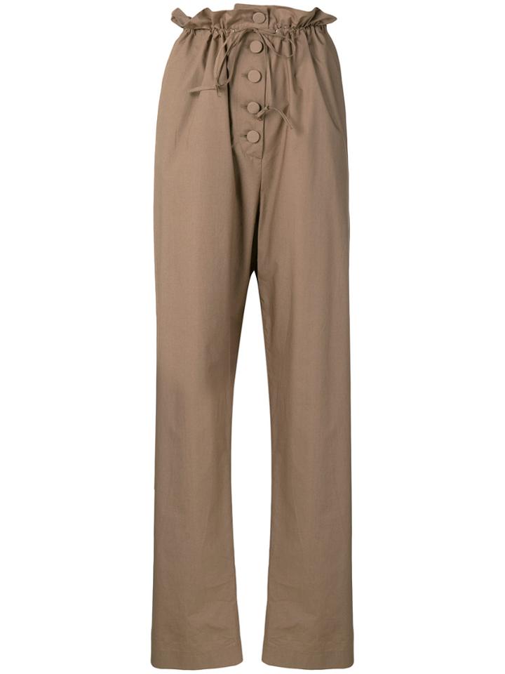 Maison Flaneur Buttoned Military Trousers - Brown