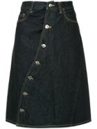 Facetasm Asymmetrical Button A-line Skirt - Blue