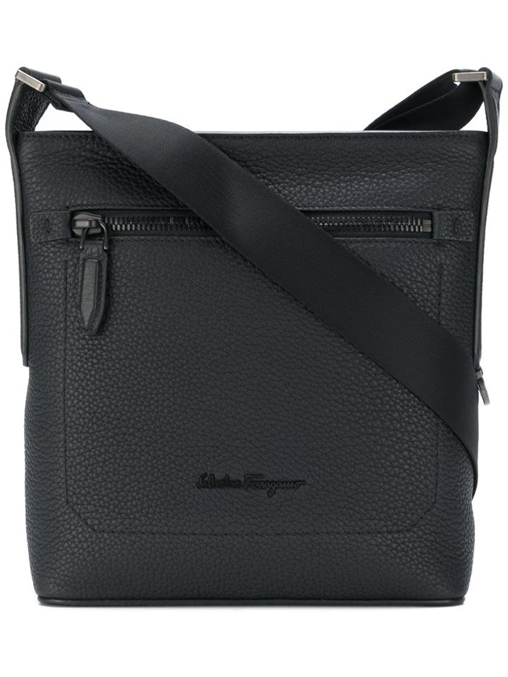 Salvatore Ferragamo Embroidered Logo Bucket Bag - Black