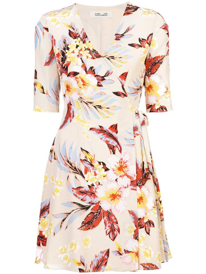 Dvf Diane Von Furstenberg Floral Wrap Dress - Nude & Neutrals