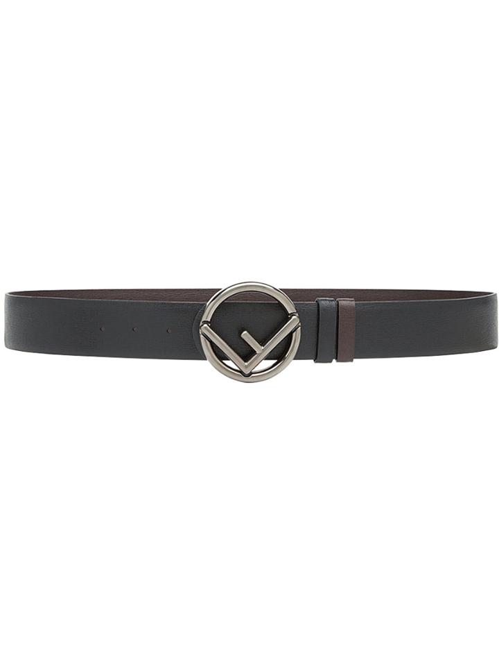 Fendi Round Buckle Reversible Belt - Black